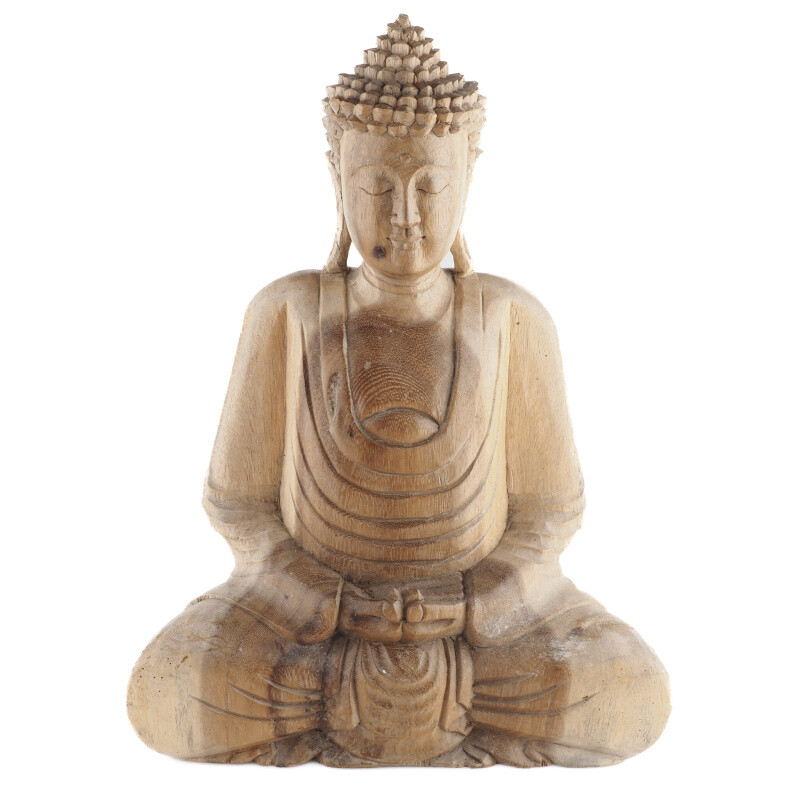 Soška dřevo Buddha Meditation 40 cm světlá