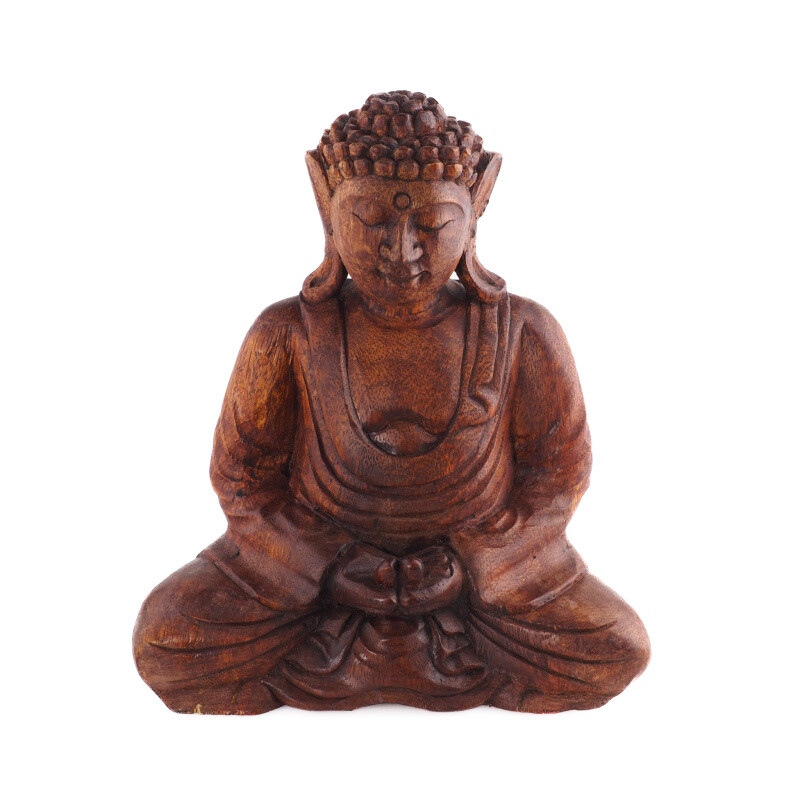 Soška dřevo Buddha Meditation 25 cm tmavá