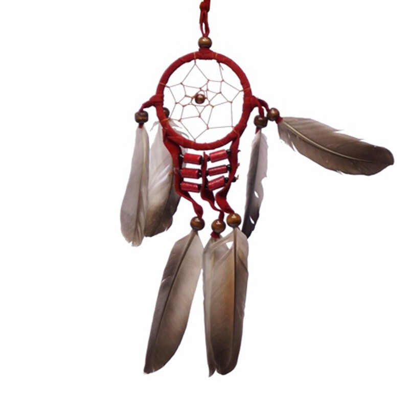 Lapač snů Native American 6 cm červená