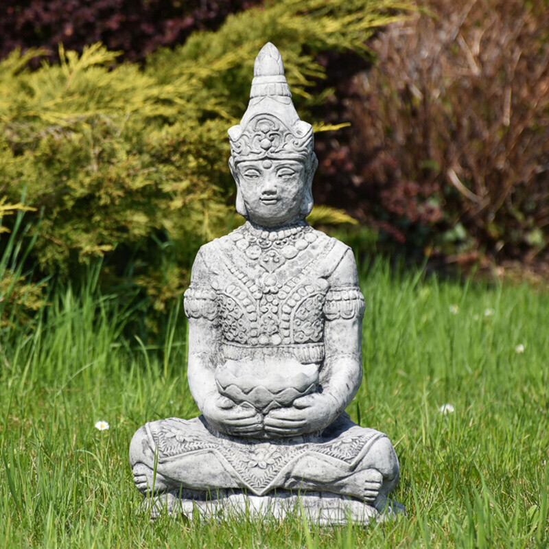 Soška beton Buddha Alms Bowl 64 cm šedá