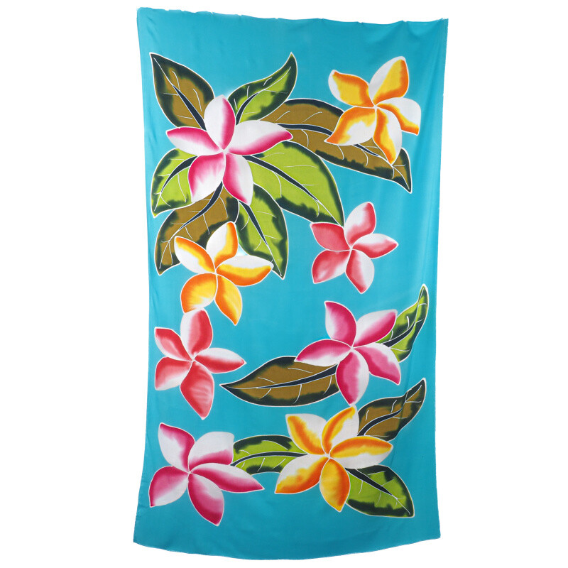 Pareo Sarong Bali Flowers 03 světle modrá 200 x 118 cm
