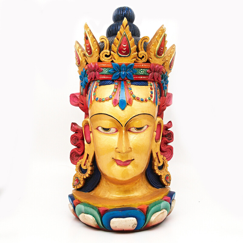Socha dřevo hlava Buddha 90 cm
