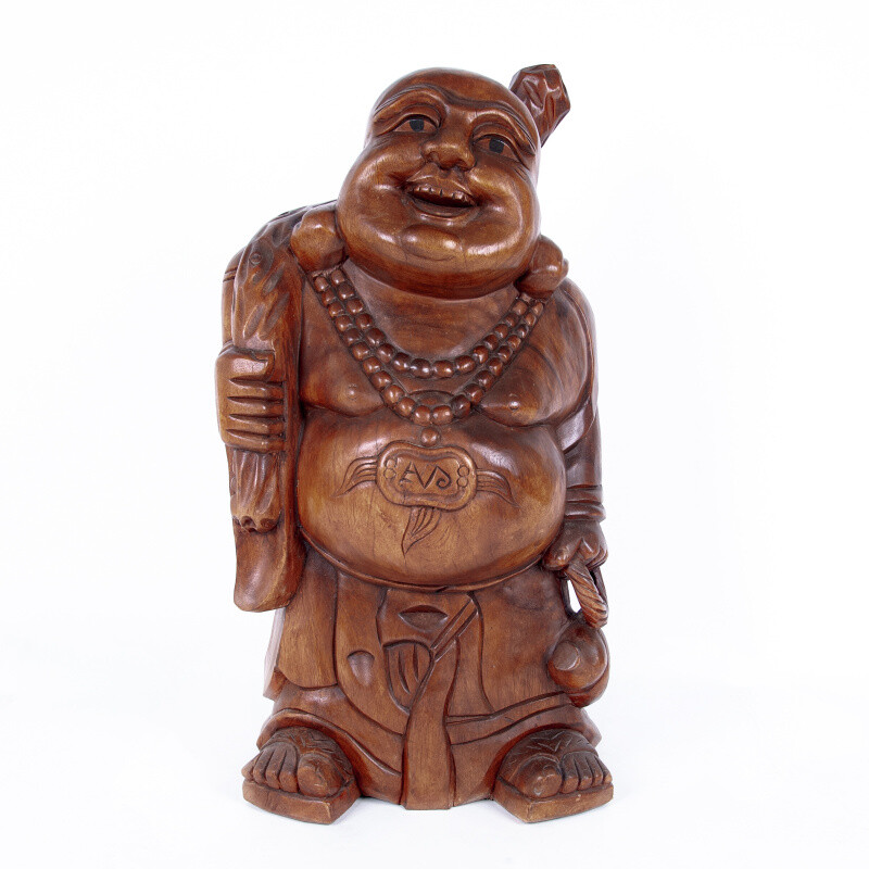 Soška dřevo Buddha Hotei 80 cm
