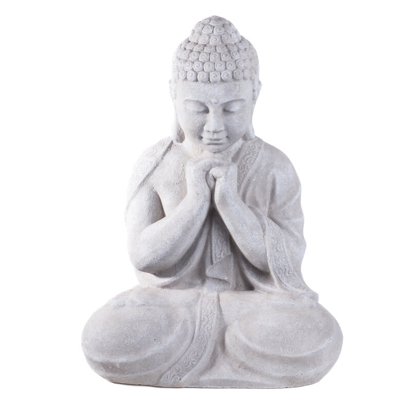 Soška beton Buddha Praying 60 cm šedá