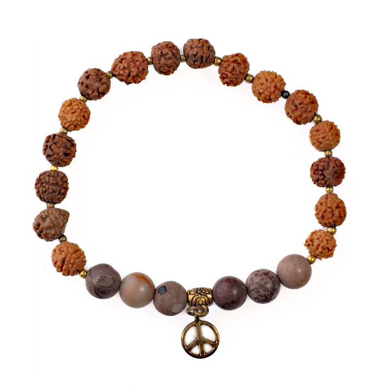 Japa Mala náramek Peace 08 mm hnědá