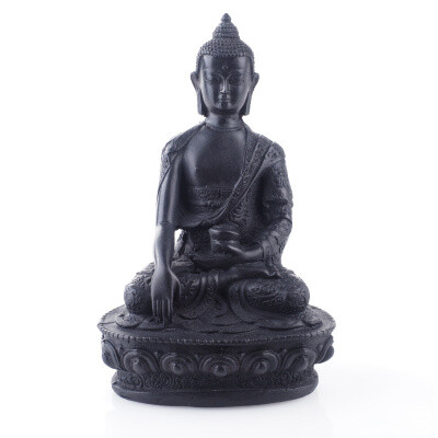 Soška resin Buddha Touching 02 20 cm černá