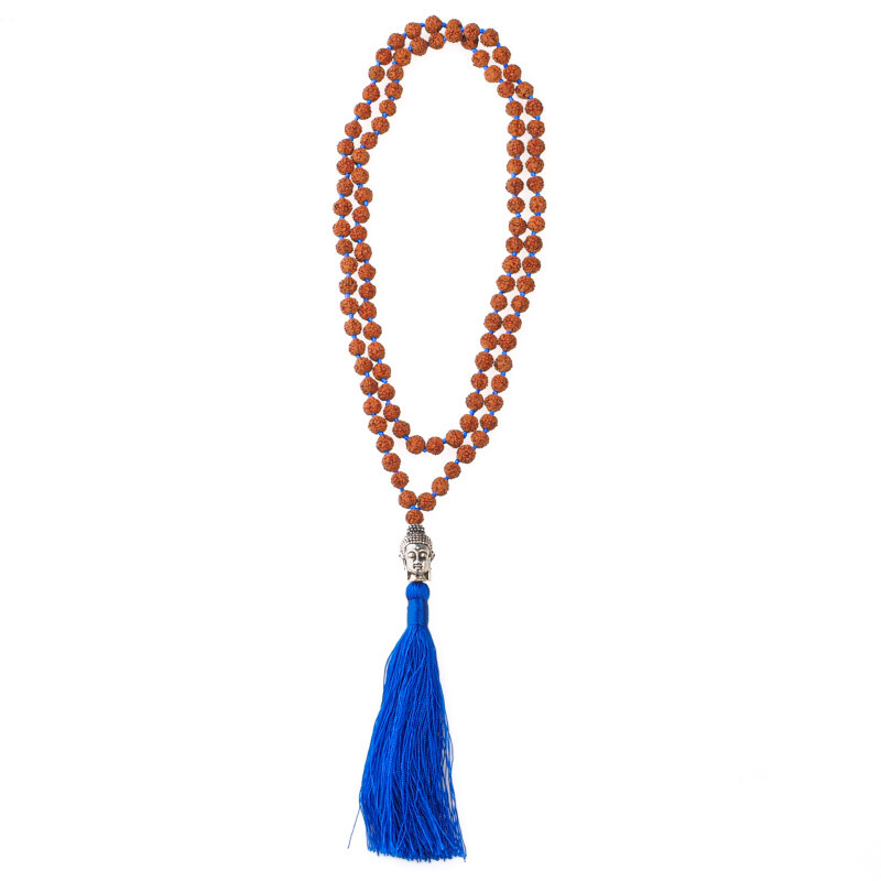 Japa Mala Rudraksha Buddha Head 06 mm modrá