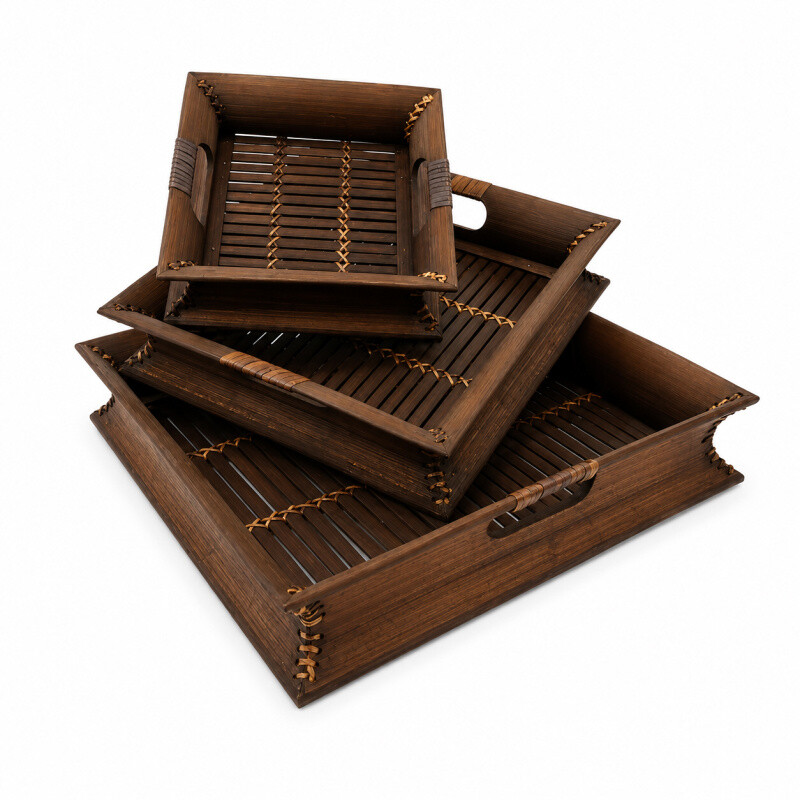Set podnosů bambus Čtverec 03 36 x 36 cm hnědá