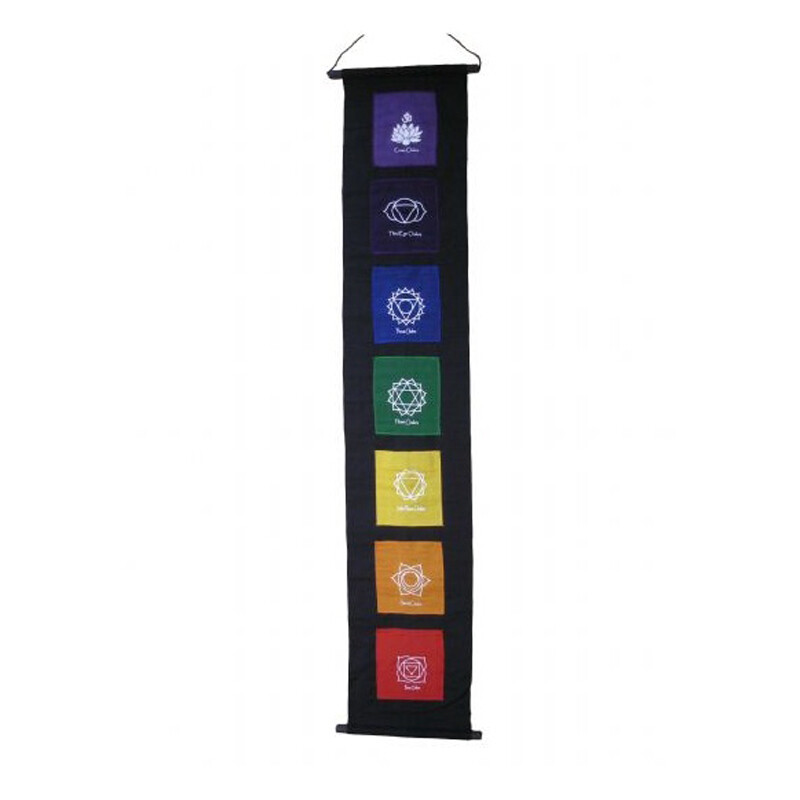 Závěsná dekorace textil Chakra Symbols 130 x 24 cm