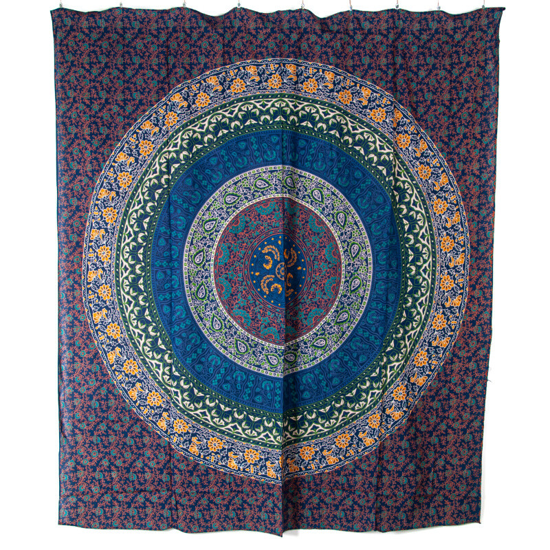 Přehoz double Flower Mandala modrá