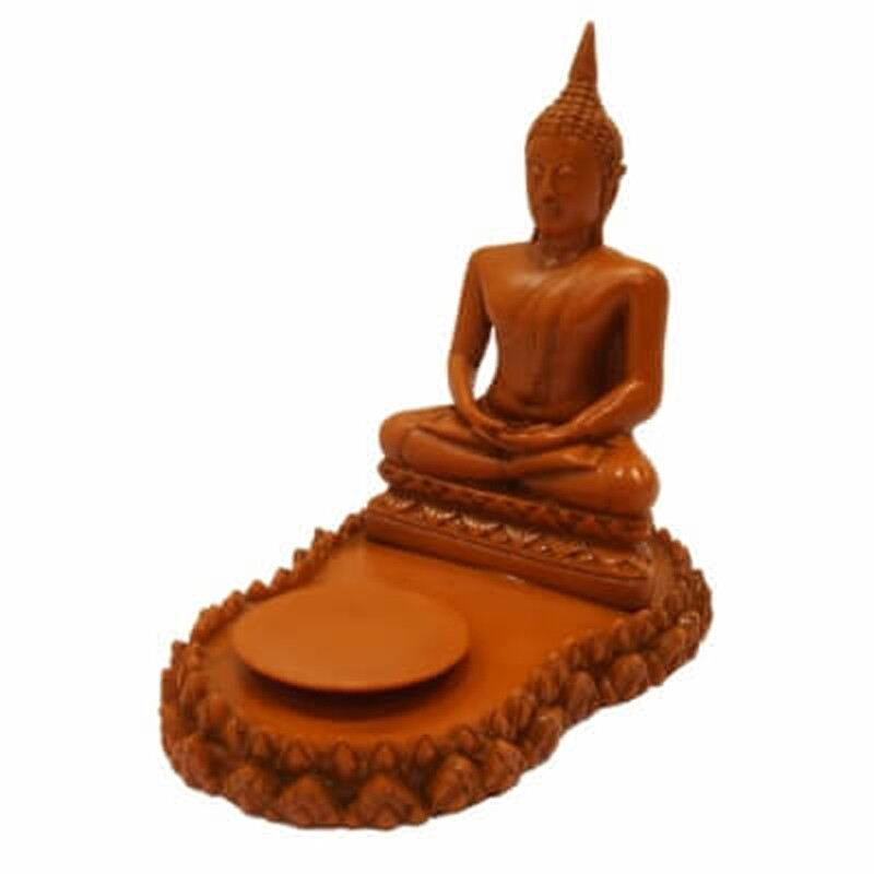 Soška resin Buddha Meditation svícen 18 cm