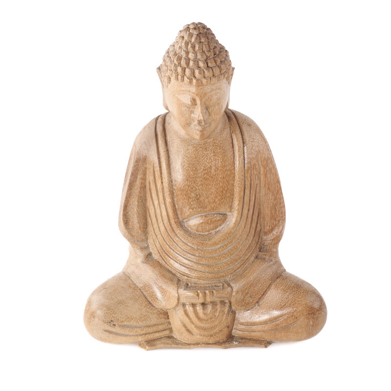 Soška dřevo Buddha Meditation 20 cm světlá