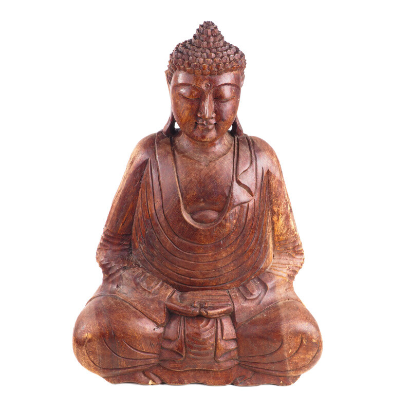Soška dřevo Buddha Meditation 50 cm tmavá