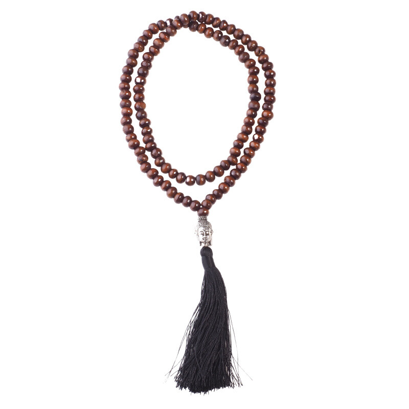 Japa Mala Buddha Head Dark 09 mm černá
