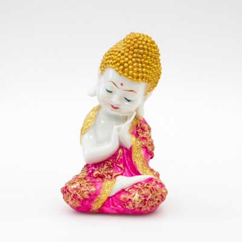 Soška resin Buddha Relaxing 19 cm růžová