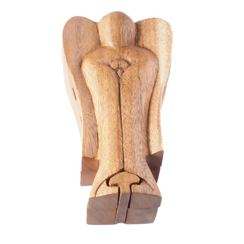 Krabička dřevo Puzzle Anděl strážný světlá