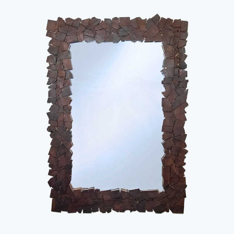 Zrcadlo dřevo Rectangle Natural Puzzle 107 x 75 cm