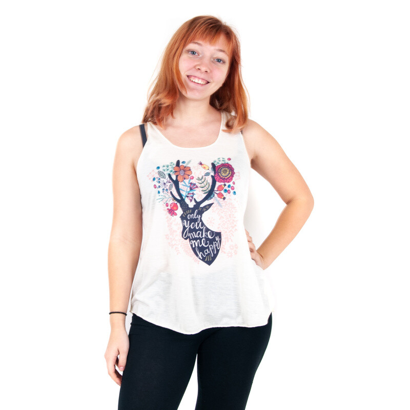 Tílko dámské Yoga Happy Deer béžová