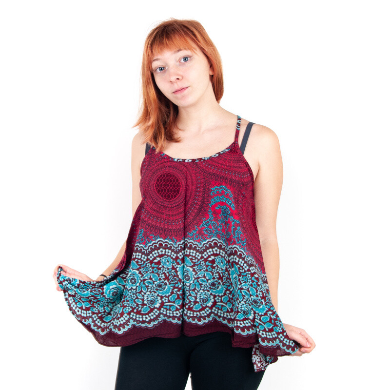 Top Mini široký Honeycomb Mandala vínová