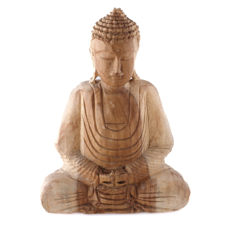 Soška dřevo Buddha Meditation 25 cm světlá