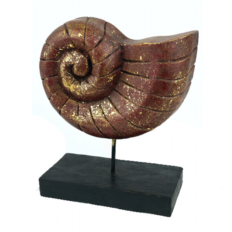 Dekorace dřevo Ulita 26 cm červená