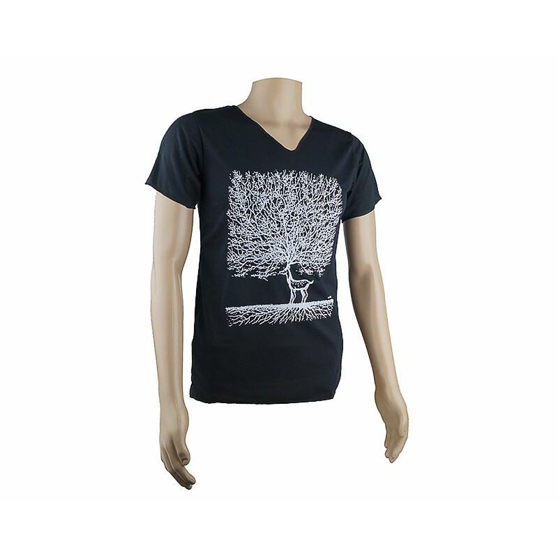Tričko pánské Deer Tree V-výstřih M černá