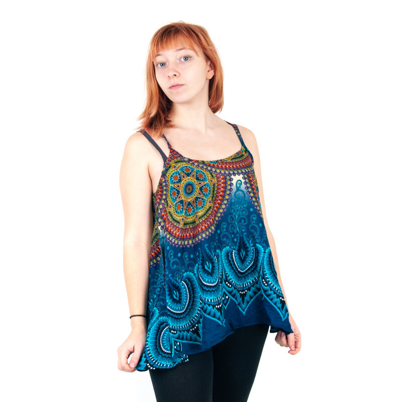 Top Mini široký Sun Mandala tyrkysová