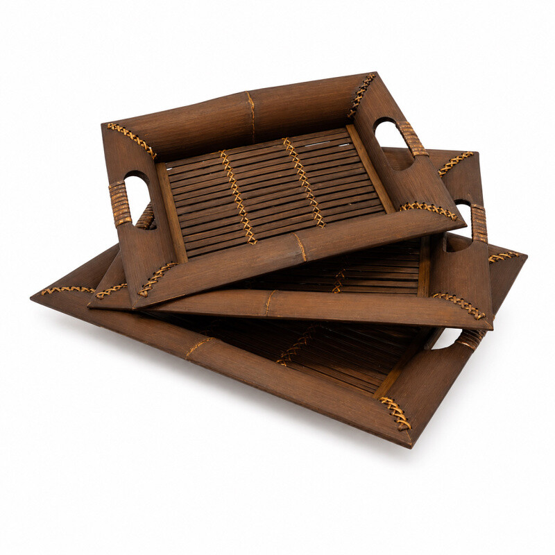 Set podnosů bambus Obdelník 01 39 x 31 cm hnědá