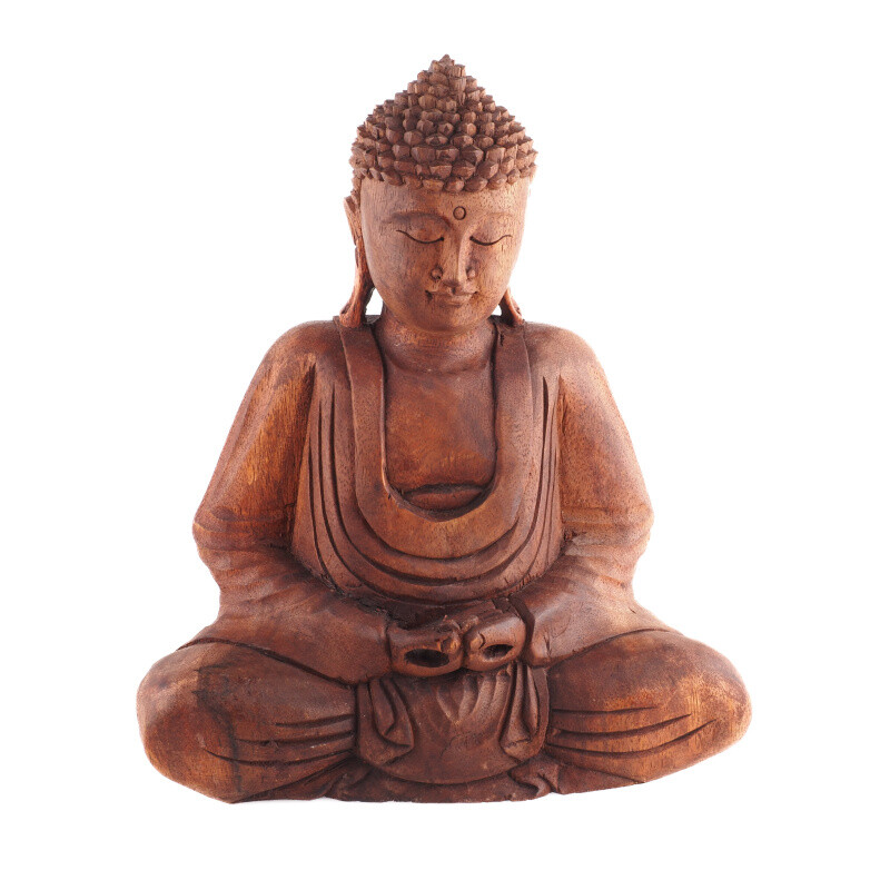 Soška dřevo Buddha Meditation 30 cm tmavá