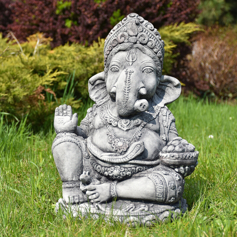 Soška beton Ganesh Sitting 48 cm šedá
