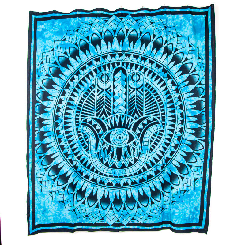 Přehoz double Hamsa tyrkysová