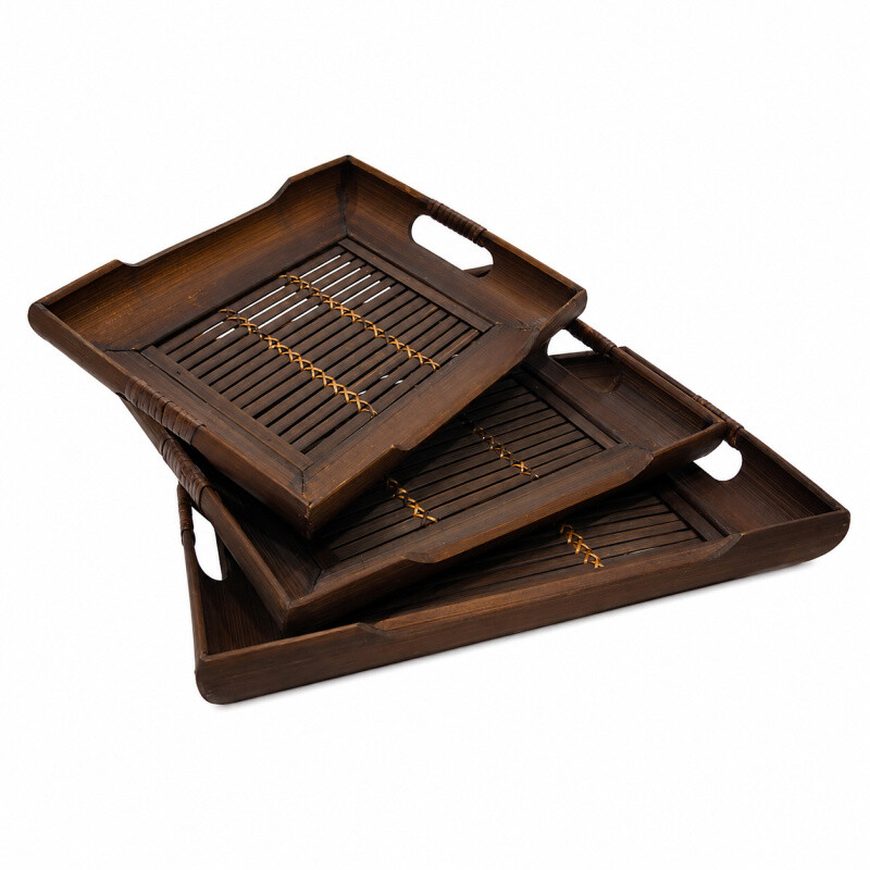 Set podnosů bambus Obdelník 03 38 x 31 cm hnědá