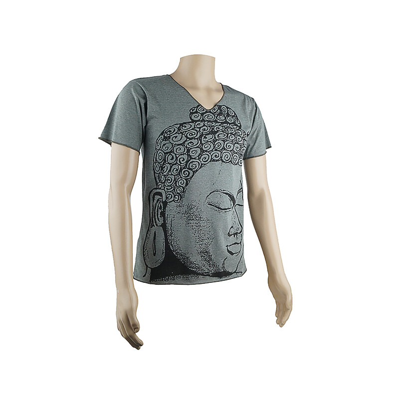 Tričko pánské Buddha Head V-výstřih M tmavě šedá