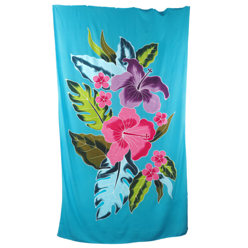 Pareo Sarong Bali Flowers 05 světle modrá 200 x 118 cm