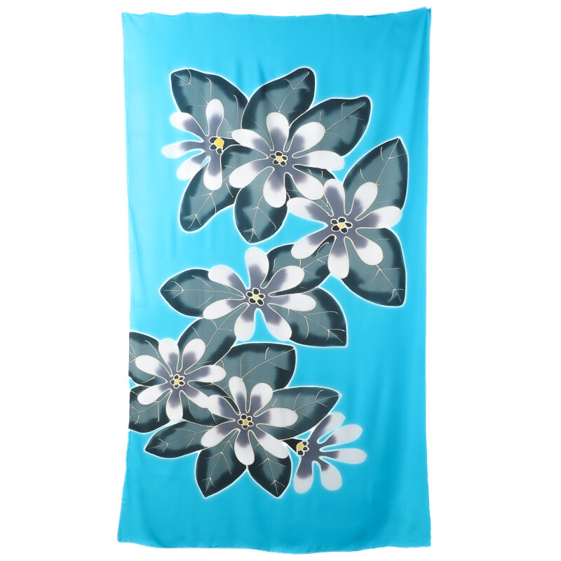 Pareo Sarong Bali Flowers 07 světle modrá 200 x 118 cm