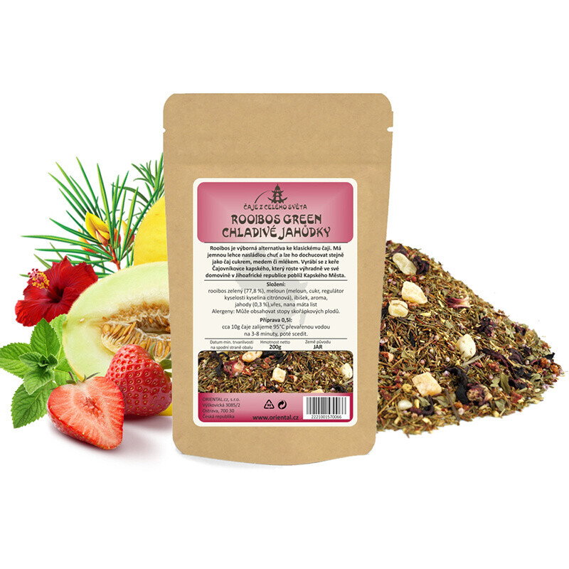 Bylinný čaj Rooibos Green Chladivé jahůdky 50 g