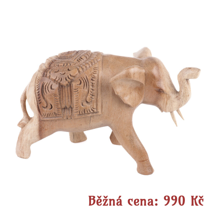 Bazar - soška dřevo Slon obřadní 15 cm světlá 02