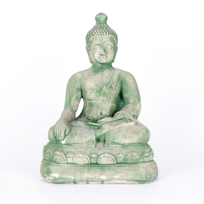 Soška beton Buddha Touching 45 cm zelená