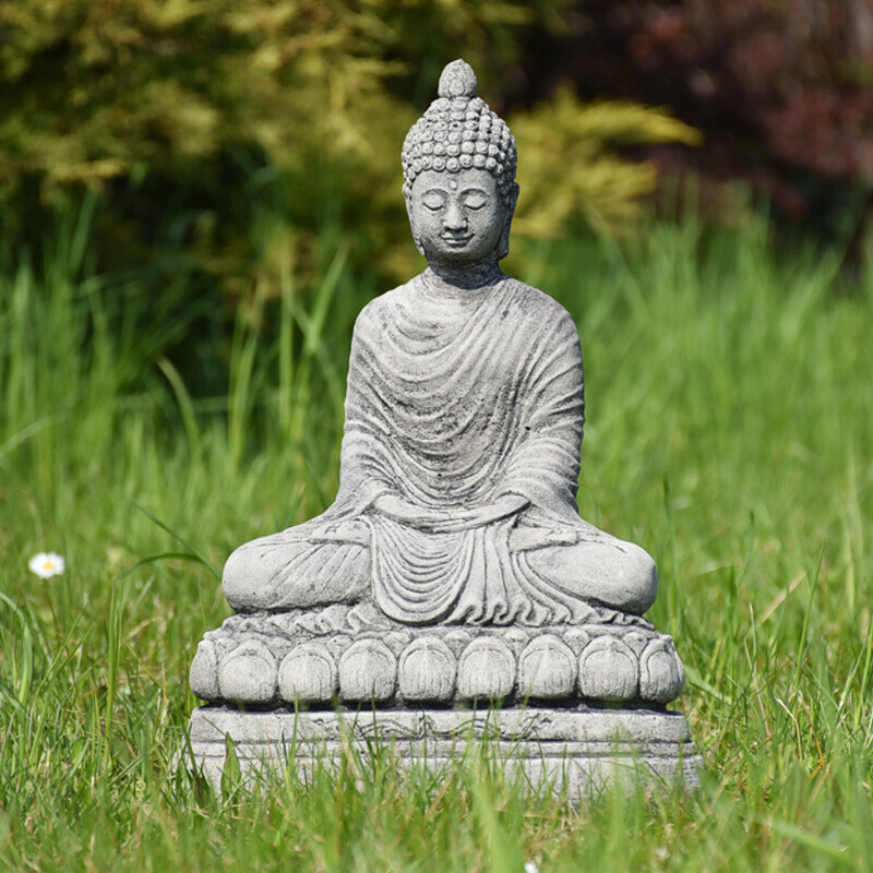 Soška beton Buddha Meditation 36 cm šedá