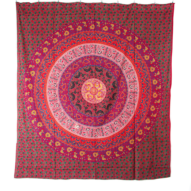 Přehoz double Flower Mandala červená