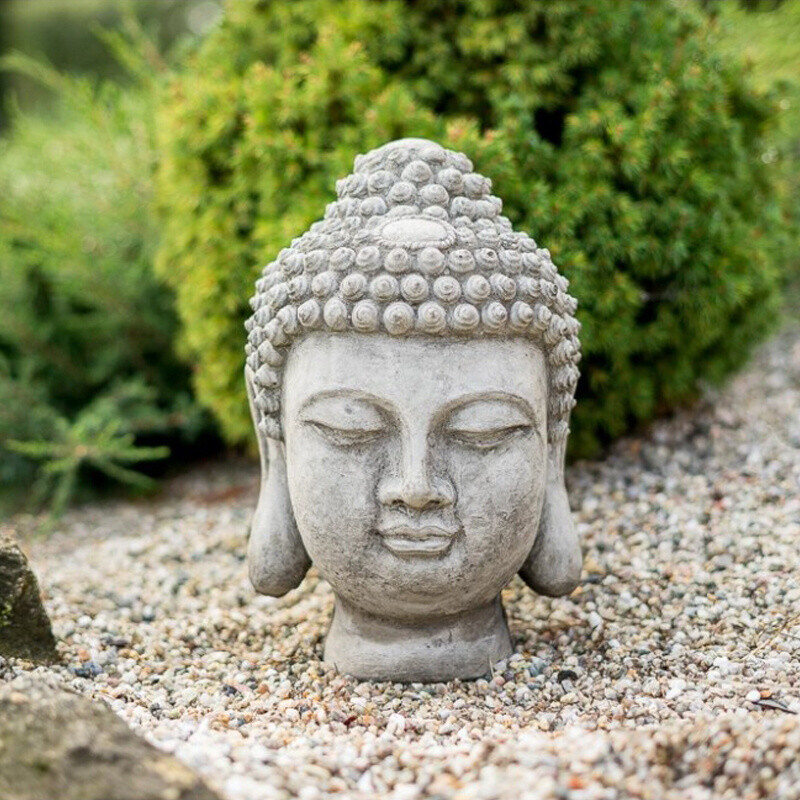 Soška beton Buddha Head 31 cm šedá
