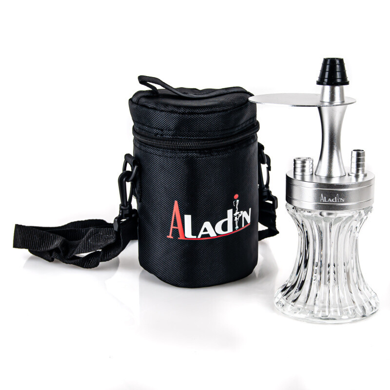 Vodní dýmka Aladin 2Go ALU Silver 23 cm Clear