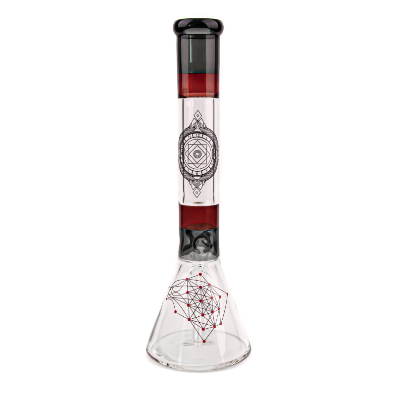 Bong Simax Amsterdam Heavy Beaker Geometry Black 41 cm červená