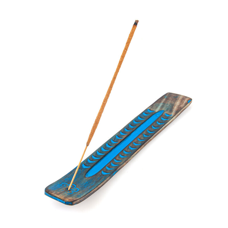 Stojánek na vonné tyčinky - lyže zdobená modrá