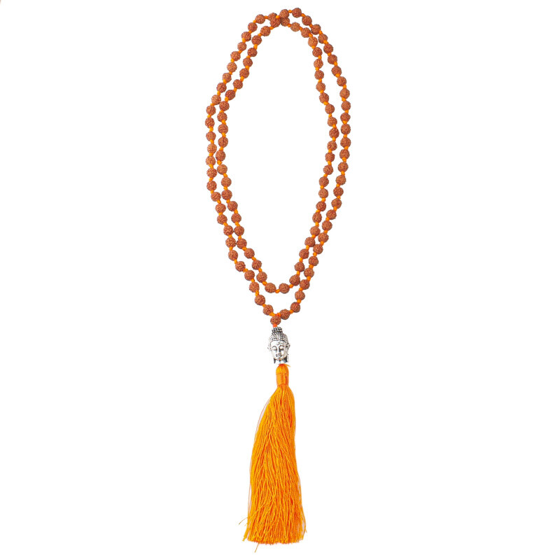 Japa Mala Rudraksha Buddha Head 06 mm oranžová