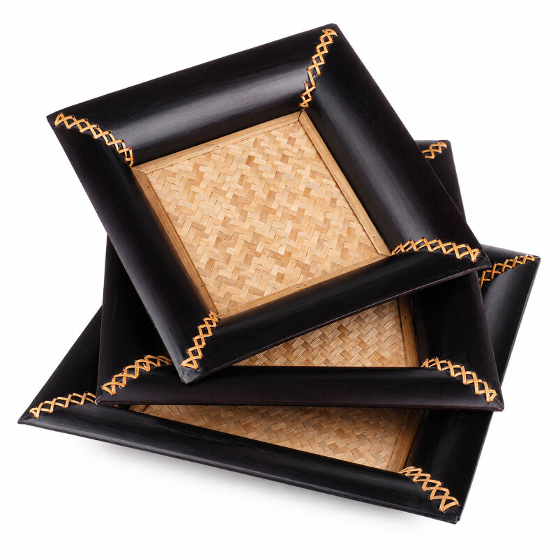 Set podnosů bambus Čtverec 02 30 x 30 cm černá