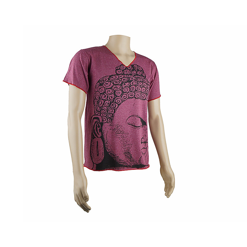 Tričko pánské Buddha Head V-výstřih M vínová