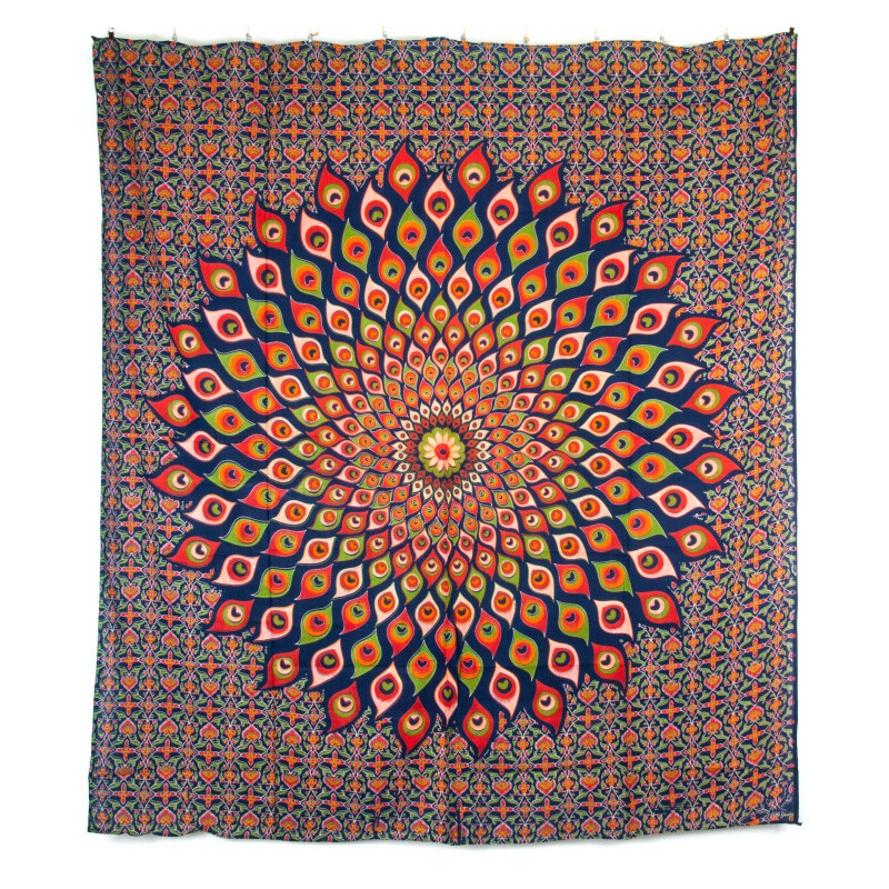 Přehoz double Peacock Mandala modrá 01