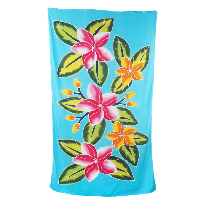 Pareo Sarong Bali Flowers 04 světle modrá 200 x 118 cm