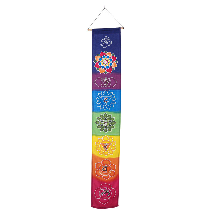 Závěsná dekorace textil 7 Chakra Symbols 117 x 19 cm multicolor